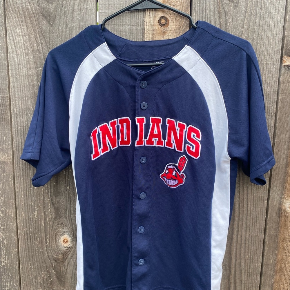 Indians Kids Navy and White Baseball Jersey